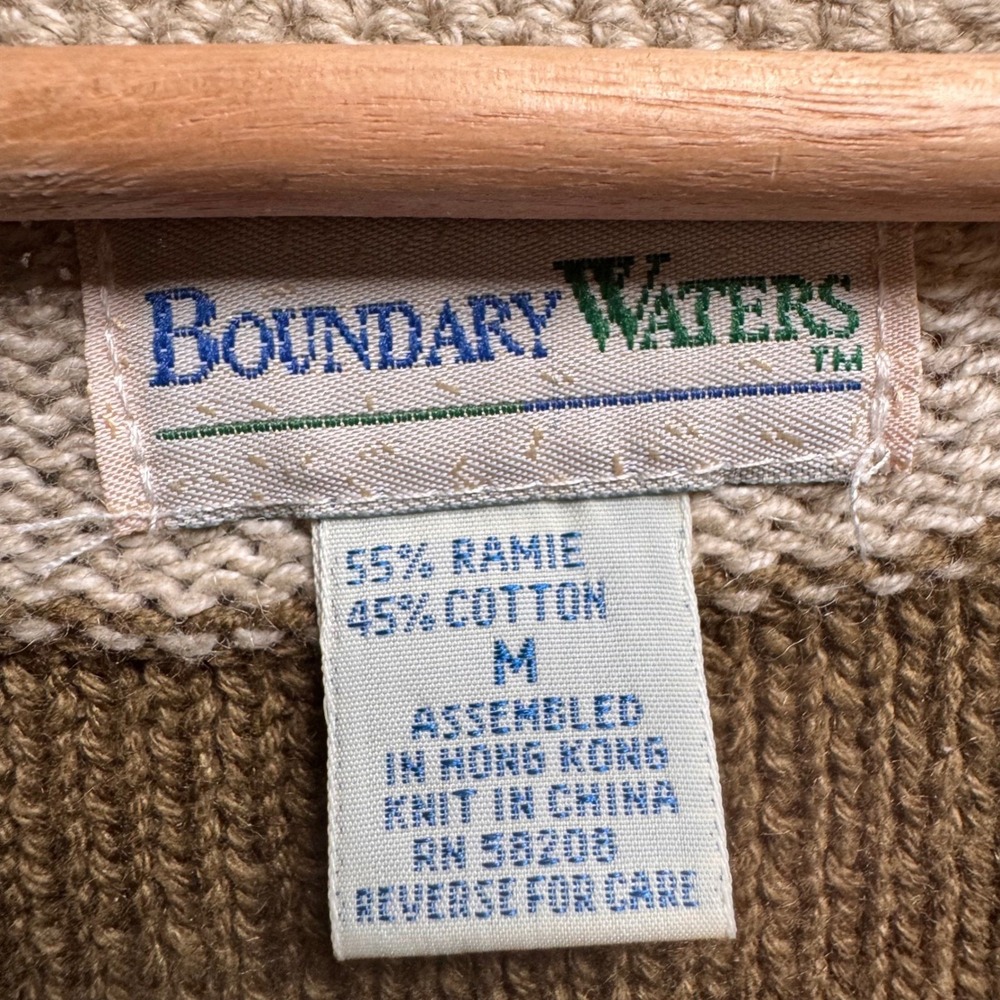 Vintage Boundary Waters‎ Striped Knit Sweater Women Size M Ramie Cotton Cabin - Picture 5 of 8